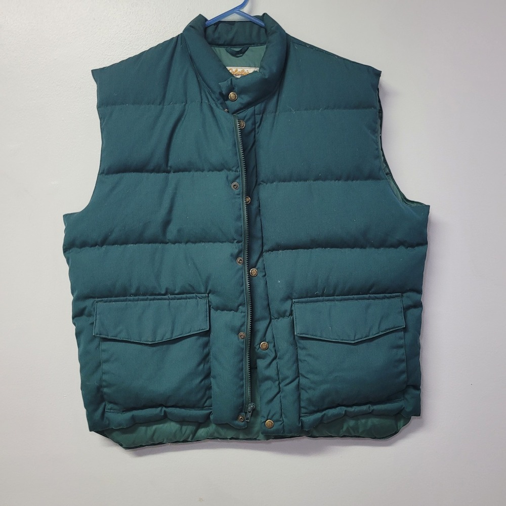 Cabelas Premier Northern Goose Down Puffer Vest Mens Large Green Vintage